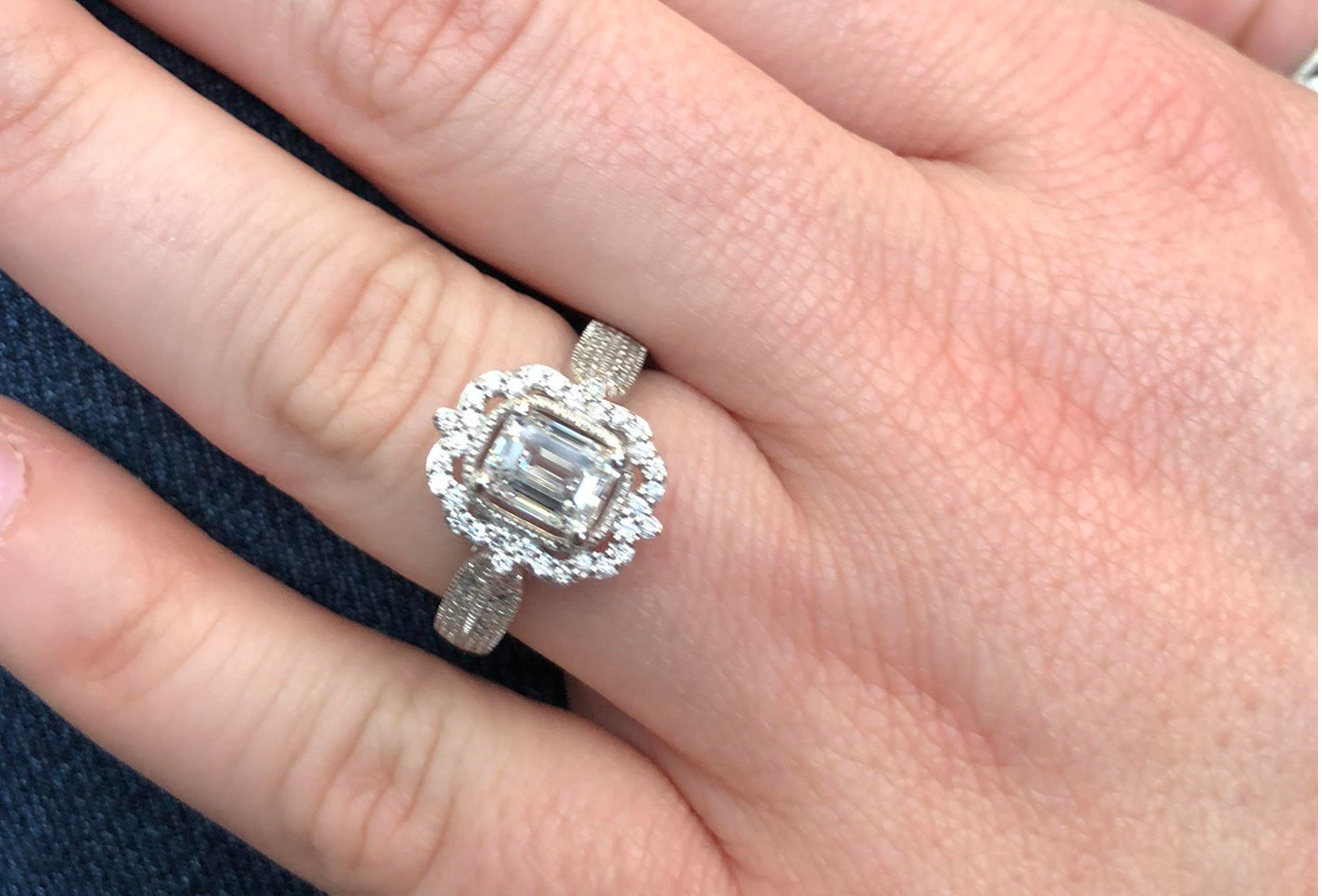 Close up image of a custom designed engagement ring